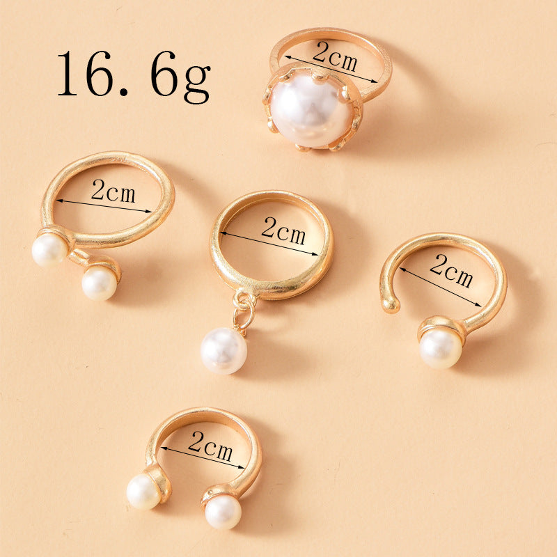 Gold Plated Pearl Ring Sets for Women