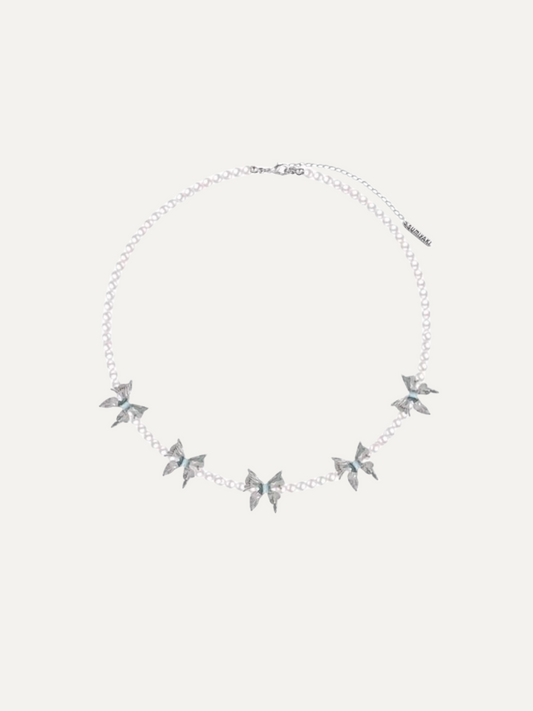 Dissimilarity Butterfly Pearl Necklace Collar Chain