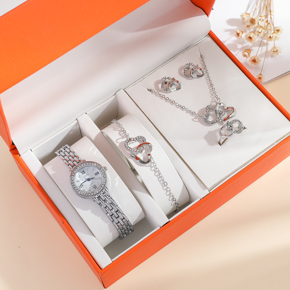  Watch Set for Women Gift Set + Necklace + Ring +