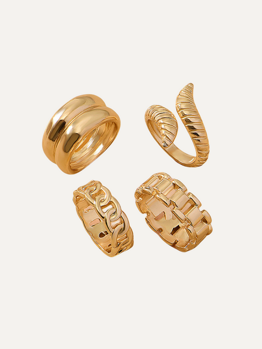 Personalized Snake Ring Knuckle Gold Ring Sets for Women