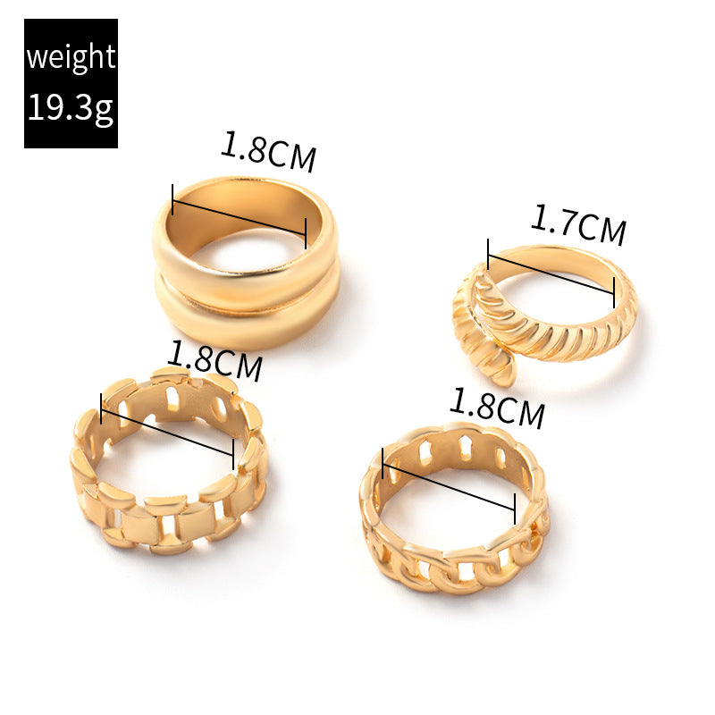 Personalized Snake Ring Knuckle Gold Ring Sets for Women