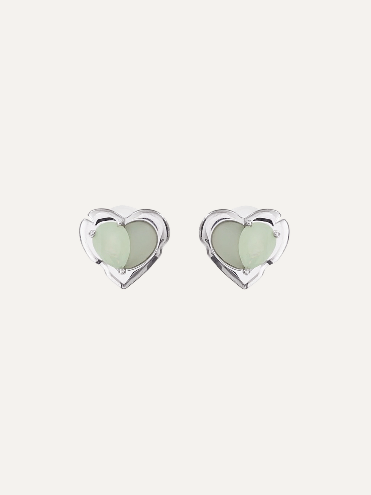 Silver Heart Earrings For Women Green Grape  Love Series
