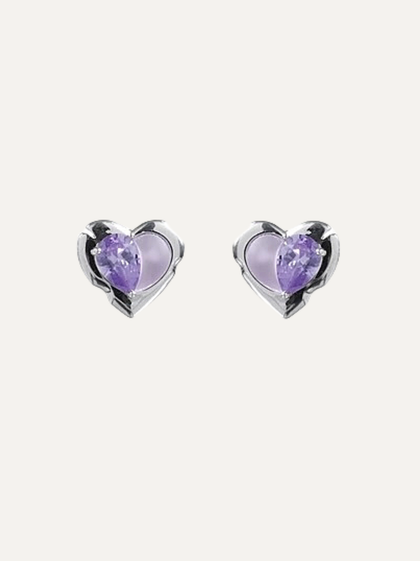Silver Heart Earrings For Women Green Grape  Love Series
