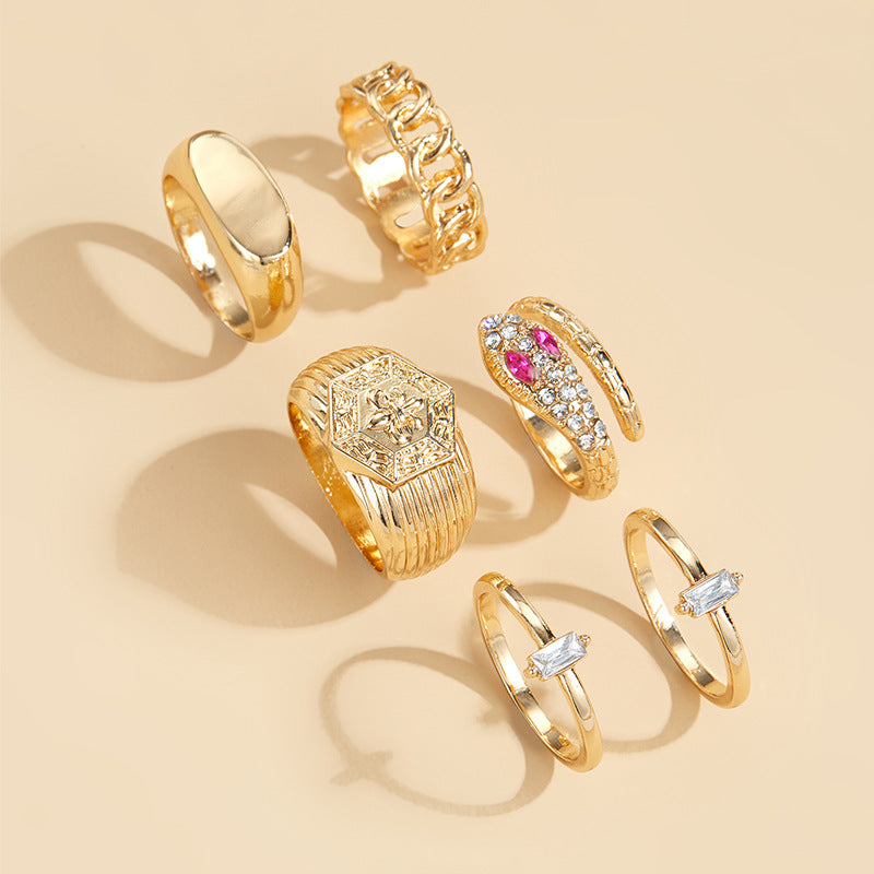 Gold-plated Snake Ring Sets for Women