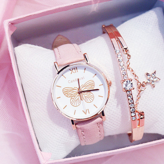 Butterfly Dial Strap Quartz Watch Star Bracelet Gifts For Women