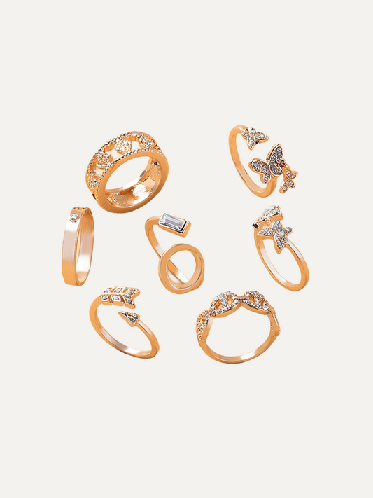 Butterfly Heart Alphabet Ring Set Gifts For Women