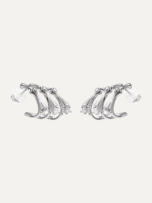 Mechanical Gyro Series Three Layer Effect Silver Earrings for Women