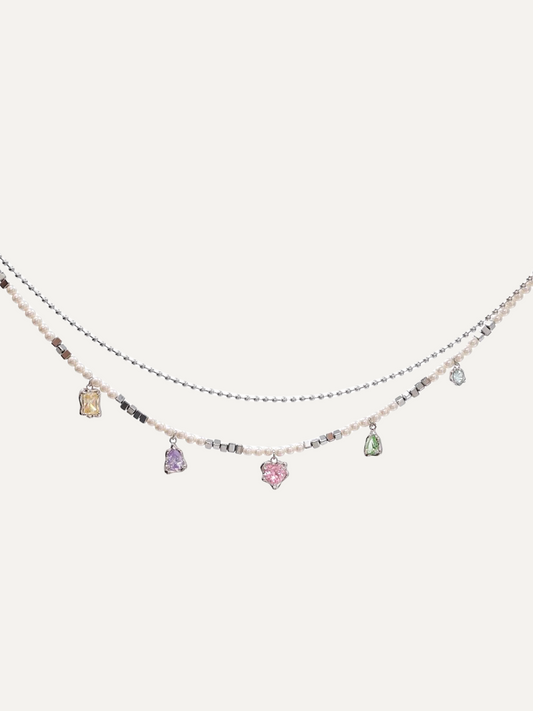 Rainbow Diamond Pearl Clavicle Chain Pearl Necklace