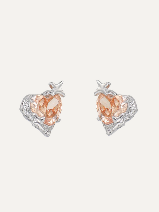 Mysterious Series Sterling Silver Heart Earrings For Women