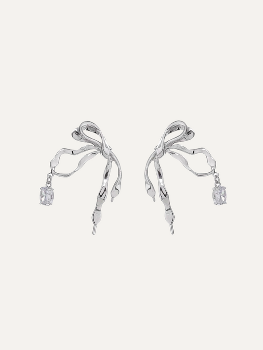 Bow Knot Niche High-end Commuting Fashion Silver Earrings for Women