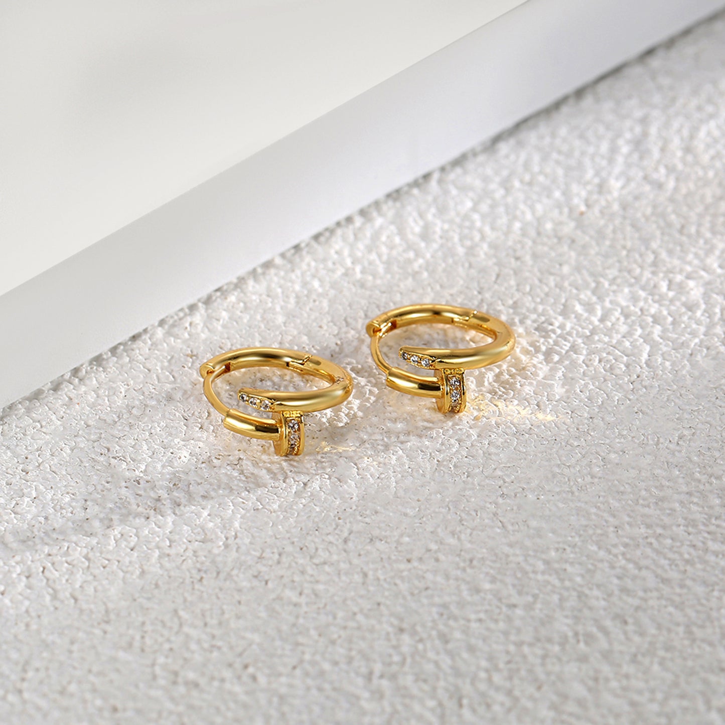 Gold Plated Diamond Gold Hoops Earrings For Women Trendy