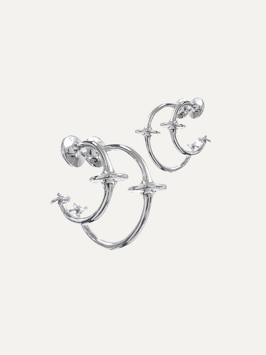 Mechanical Gyro Series Half Circle Original Design Silver Earrings for Women