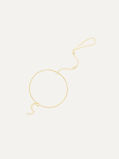Women's diamond-studded four-leaf flower ring chain bracelet