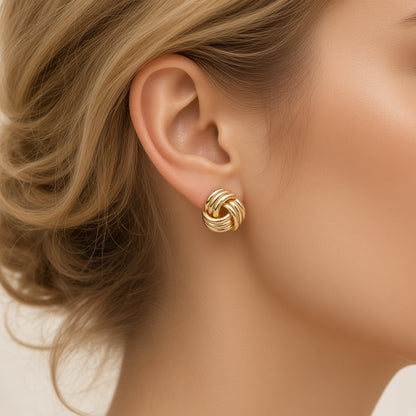 Love Knot Stud Earrings – Gold Polished Interlaced Design