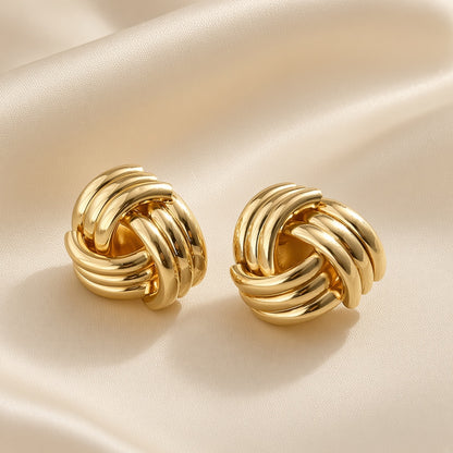 Love Knot Stud Earrings – Gold Polished Interlaced Design