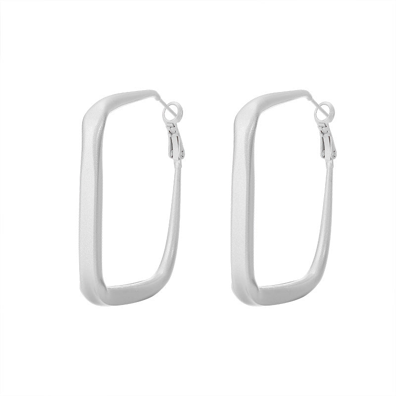 Frosted Geometric Gold Hoops Earrings For Women Trendy