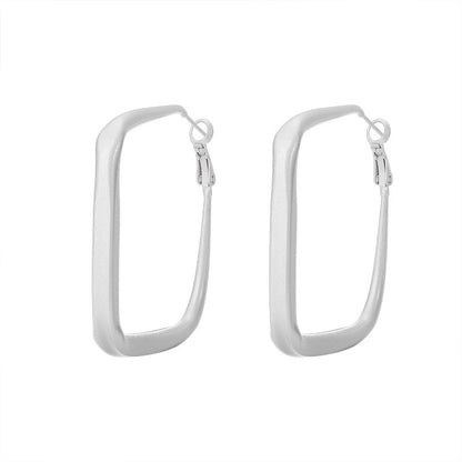 Frosted Geometric Gold Hoops Earrings For Women Trendy