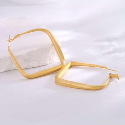 Frosted Geometric Gold Hoops Earrings For Women Trendy