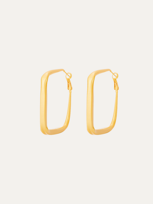 Frosted Geometric Gold Hoops Earrings For Women Trendy