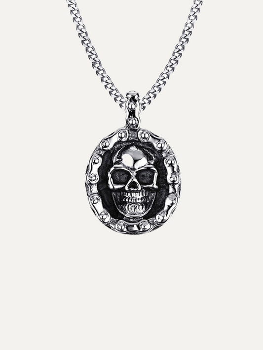 Bicycle Chain Ghost Head Steel Pendant Necklace
