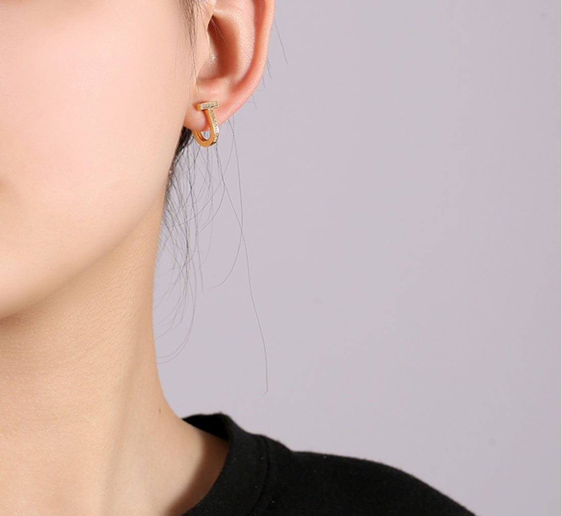 U-shaped Gold Hoops Earrings For Women Trendy