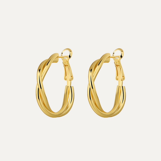Twisted Twist Gold Hoops Earrings for Women