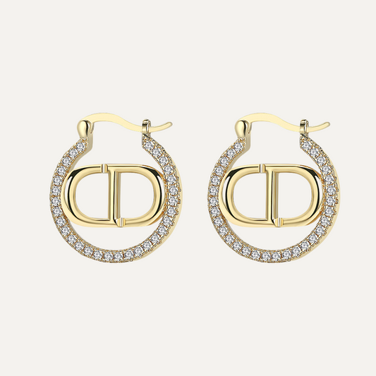 CD Letter Hollow Gold Earrings for Women