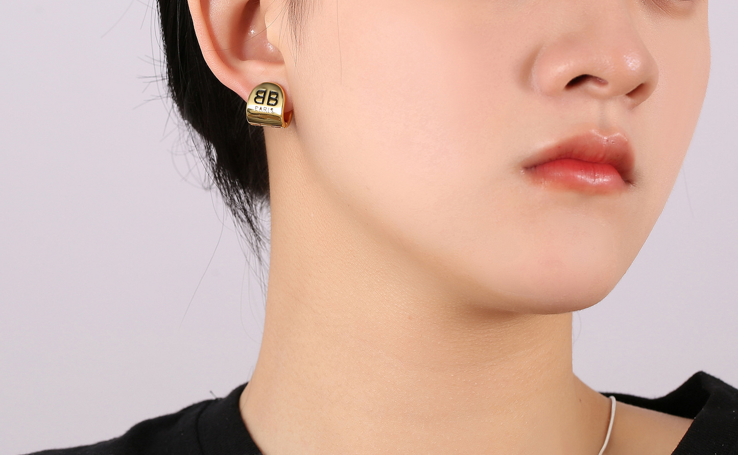 Personalized BB Gold Hoops Earrings for Women