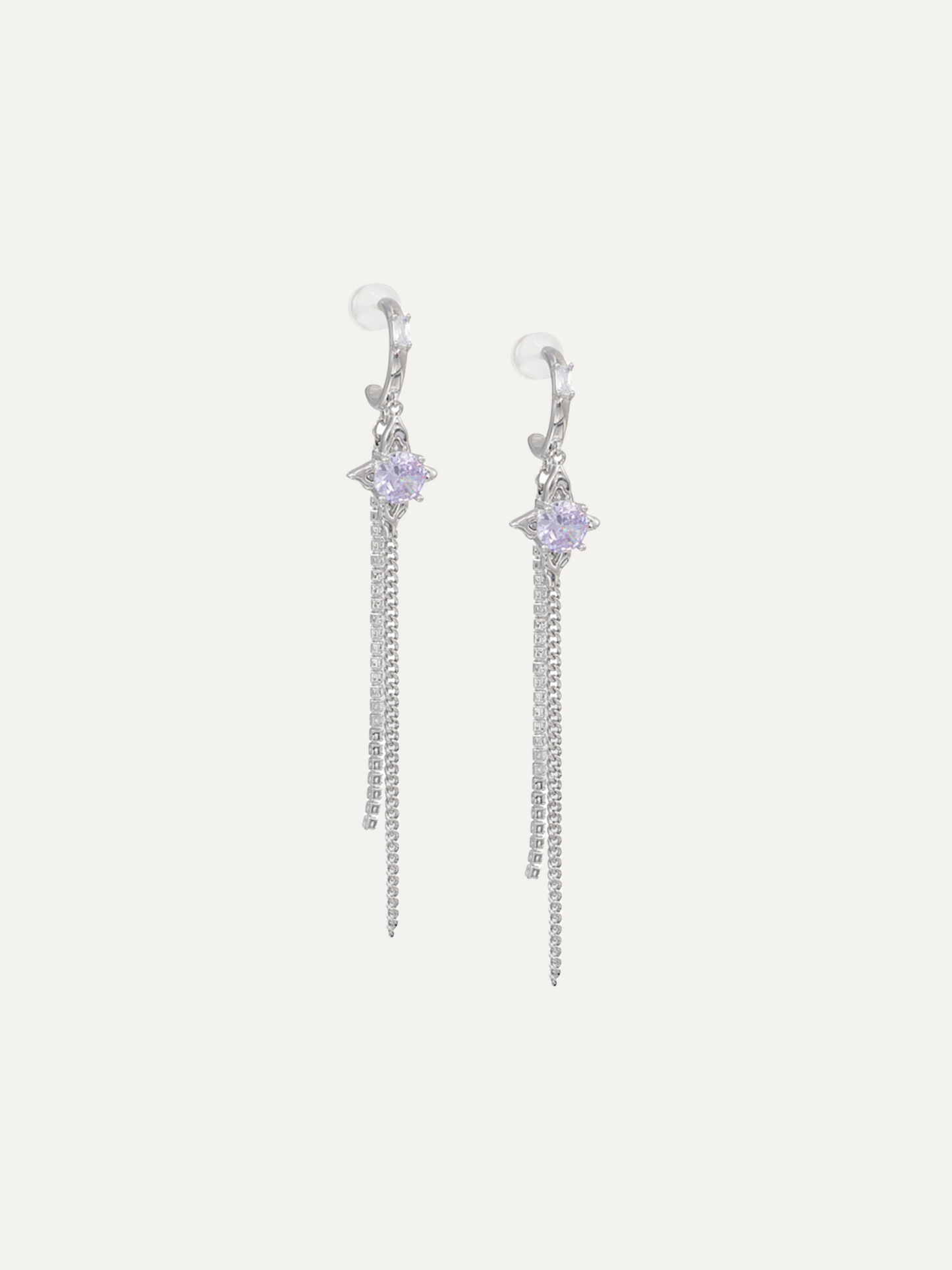 Mysterious Series Romantic Purple Tassel Silver Earrings for Women