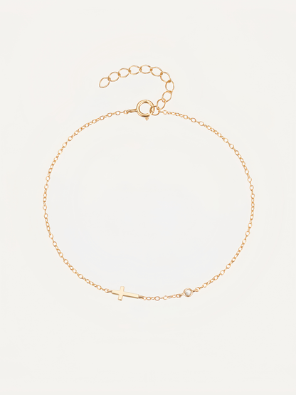 Cross Solitaire Diamond Bracelet for Women