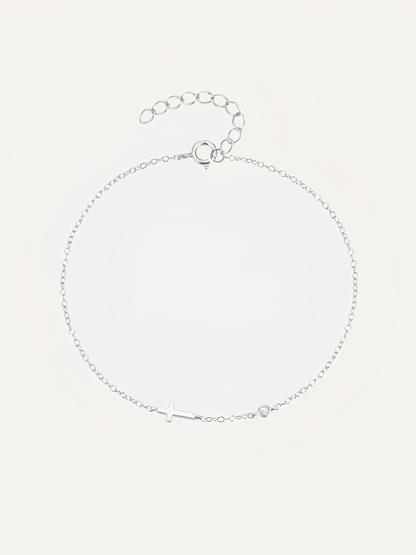 Cross Solitaire Diamond Bracelet for Women