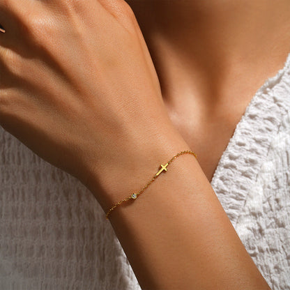 Cross Solitaire Diamond Bracelet for Women