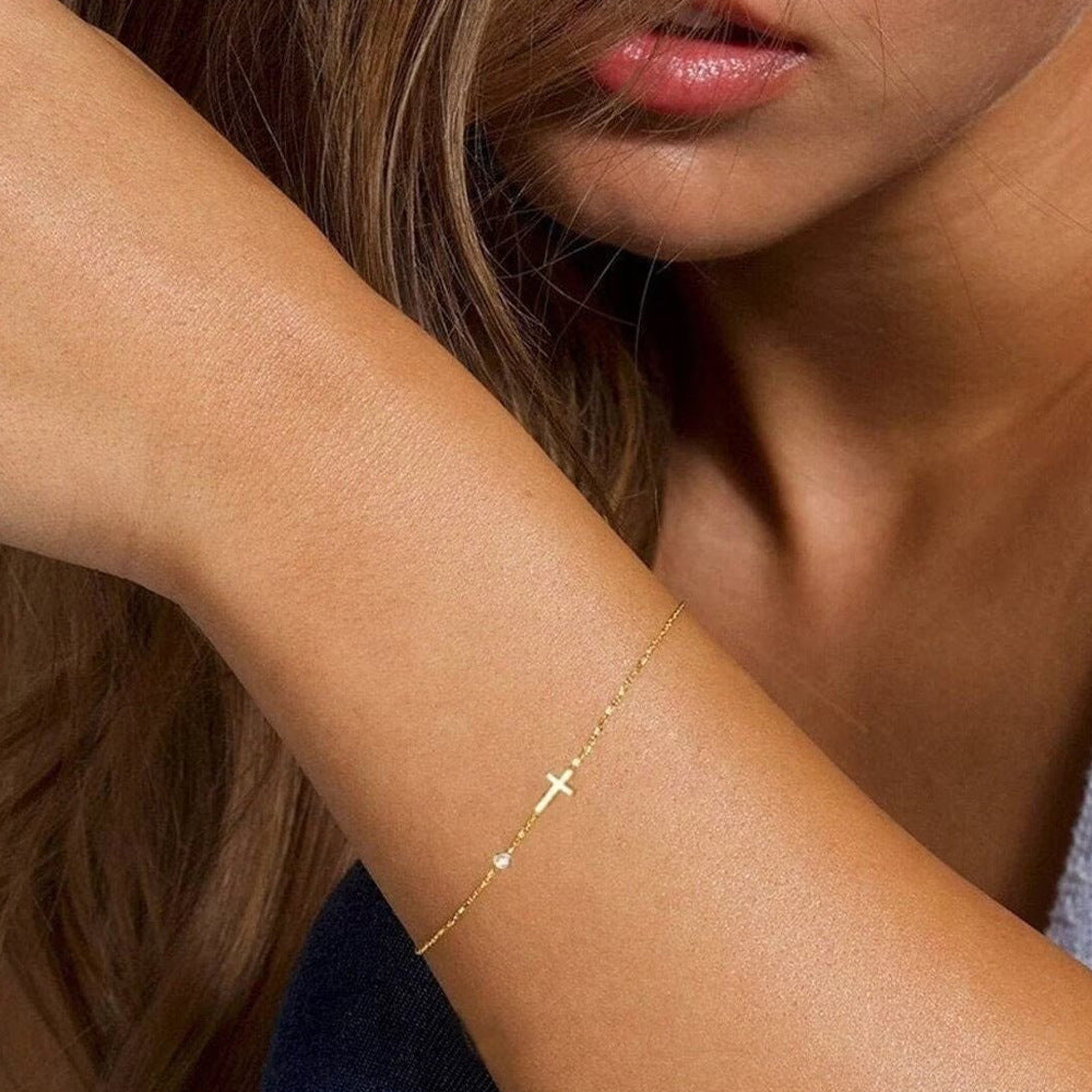 Cross Solitaire Diamond Bracelet for Women