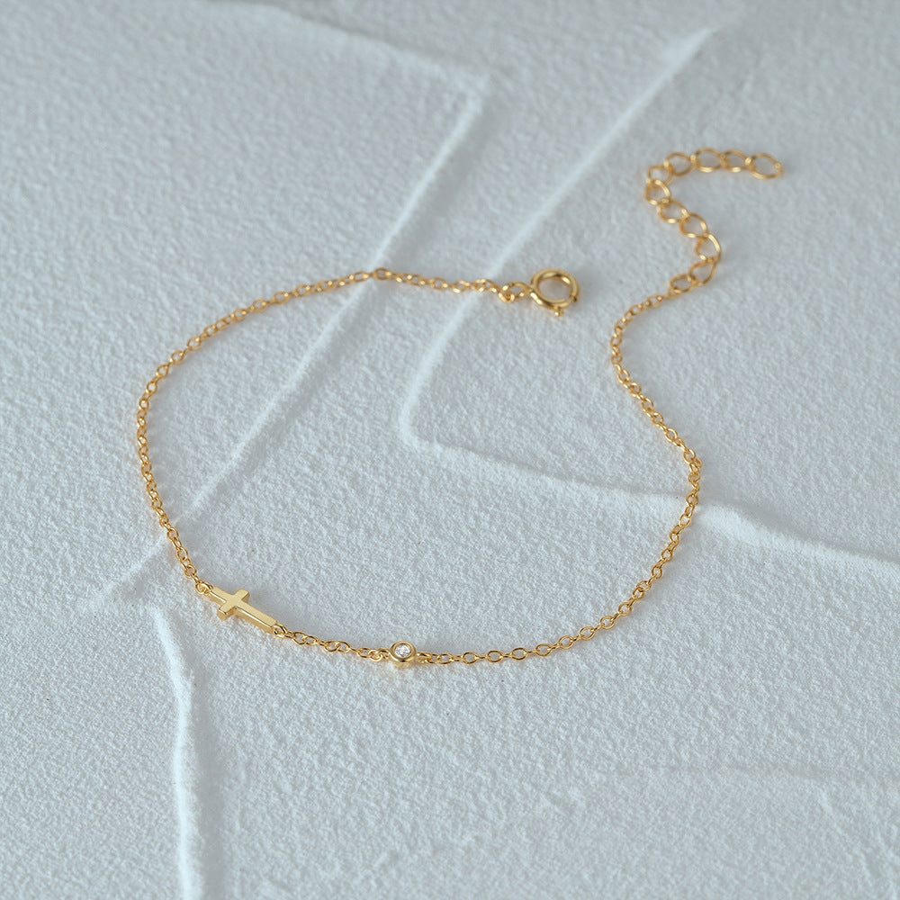 Cross Solitaire Diamond Bracelet for Women