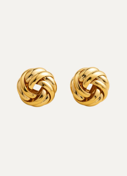 Woven Love Knot Stud Earrings – Gold Polished 2cm
