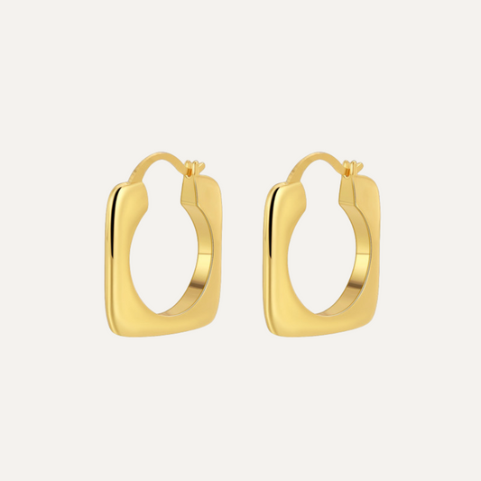 Ins Square Gold Hoops Earrings for Women Cool Style