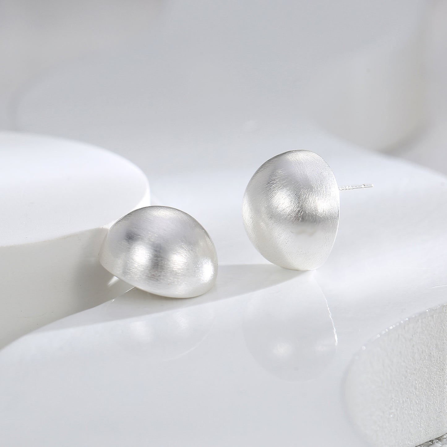 Sterling Silver Needle Frosted Ball Earrings for Women