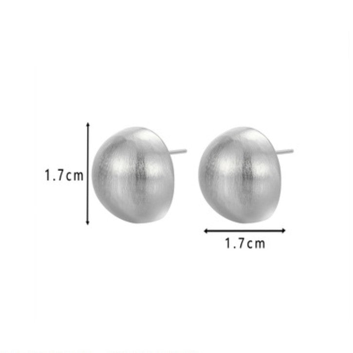 Sterling Silver Needle Frosted Ball Earrings for Women