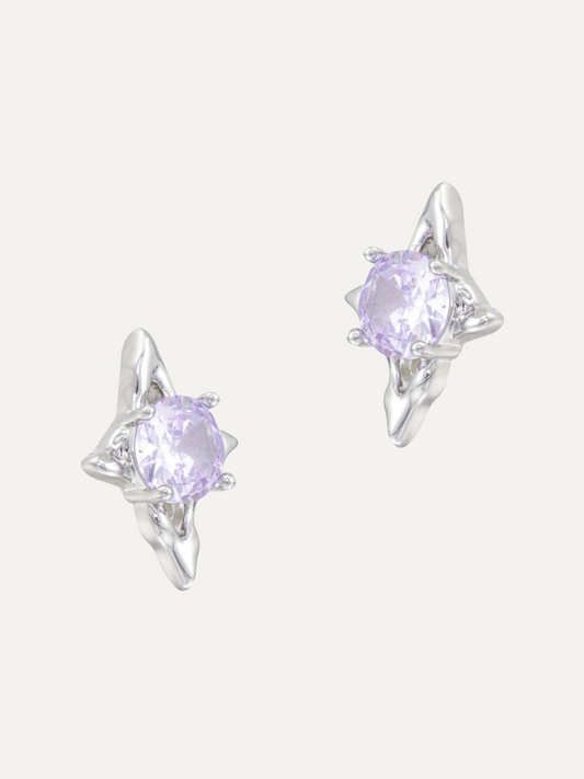 Mysterious Series Purple Stars Sterling Silver Earrings for Women