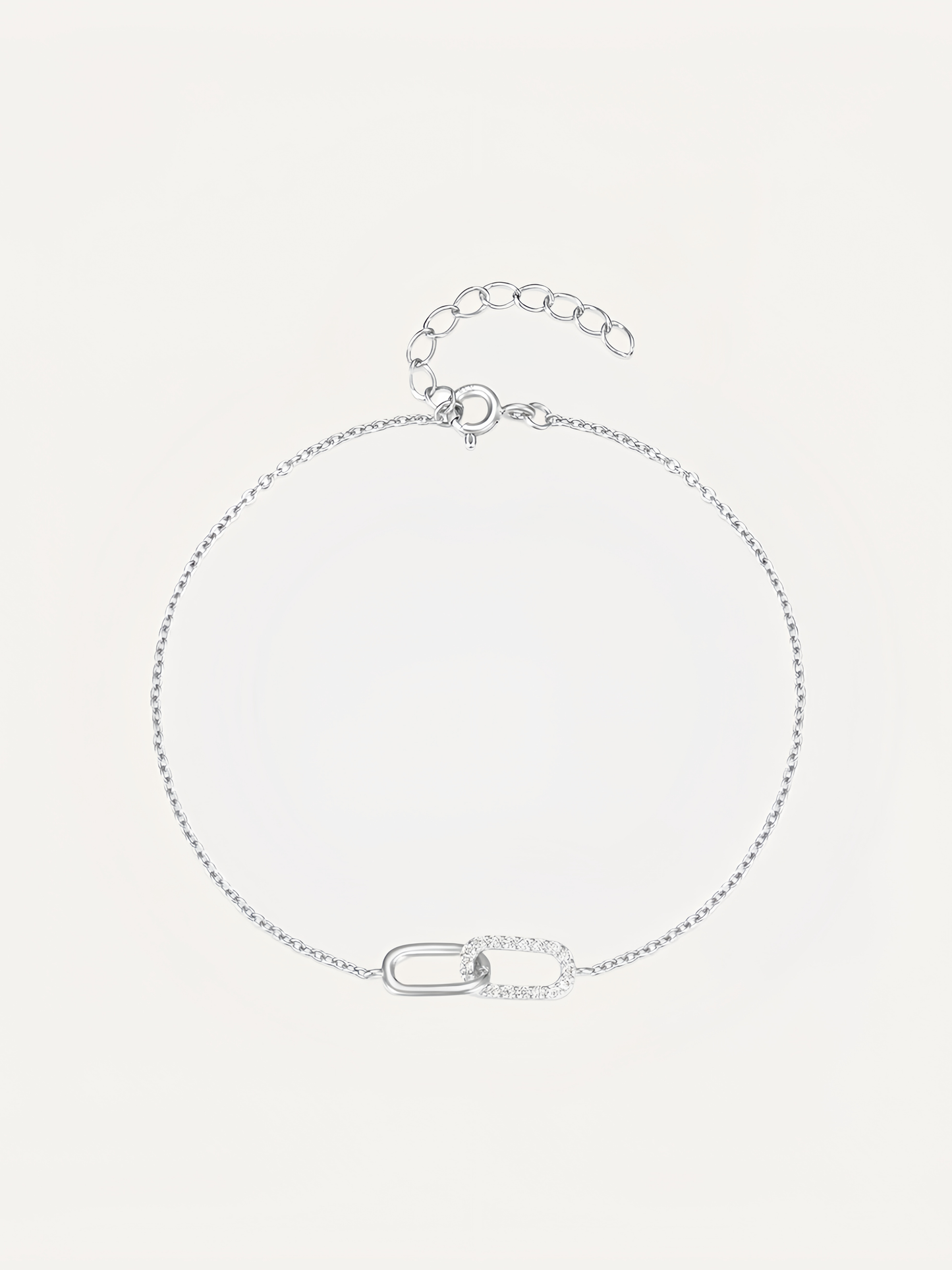 Sterling Silver Double-clasp Cross Bracelet with Zircon