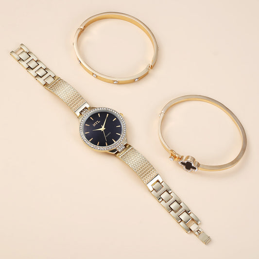 Fine Mesh Band Quartz Watch + Bracelet Set (3pcs/set) Gifts For Women