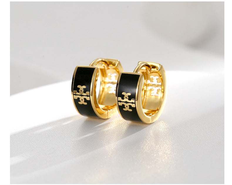 Enamel Gold Hoops Earrings for Women With A Retro And High-end Feel