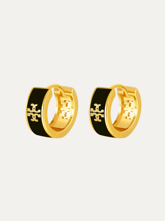 Enamel Gold Hoops Earrings for Women With A Retro And High-end Feel