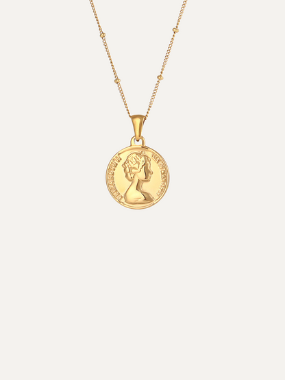 Three-dimensional Embossed Portrait Coin Pendant Simple Collarbone Chain