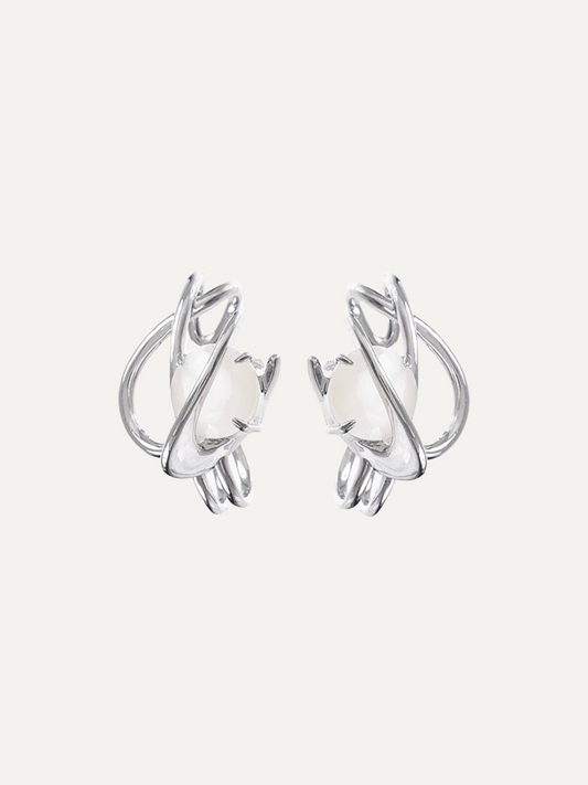 Star Eye Series Cat's Eye Ear Clip No Ear Hole Neutral Style Silver Earrings for Women