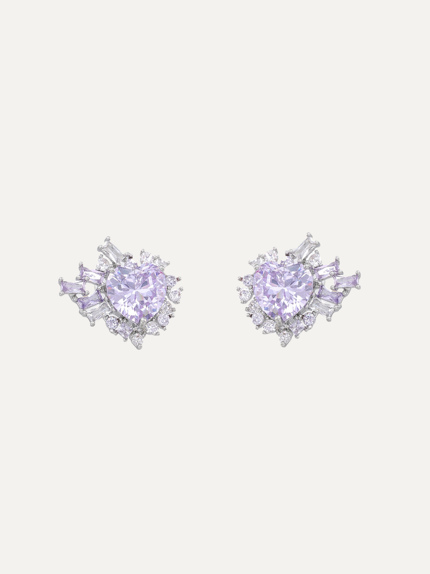 Mysterious Series Romantic Purple Silver Hypoallergenic Heart Earrings For Women
