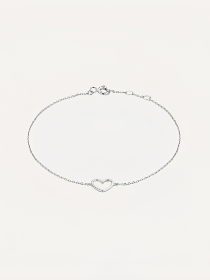 Sterling Silver Creative Solitaire Heart Bracelet