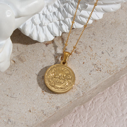 Three-dimensional Embossed Portrait Coin Pendant Simple Collarbone Chain