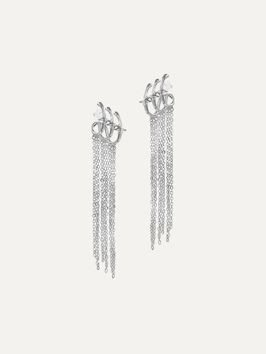 Mechanical Gyro Series Tassel Silver Earrings for Women