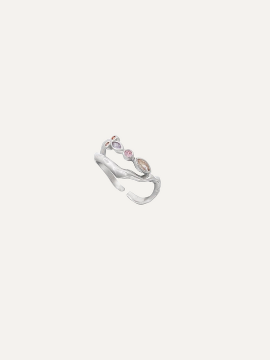 Sterling Silver Ring for Women Colorful Double Layer Zircon Pair Ring